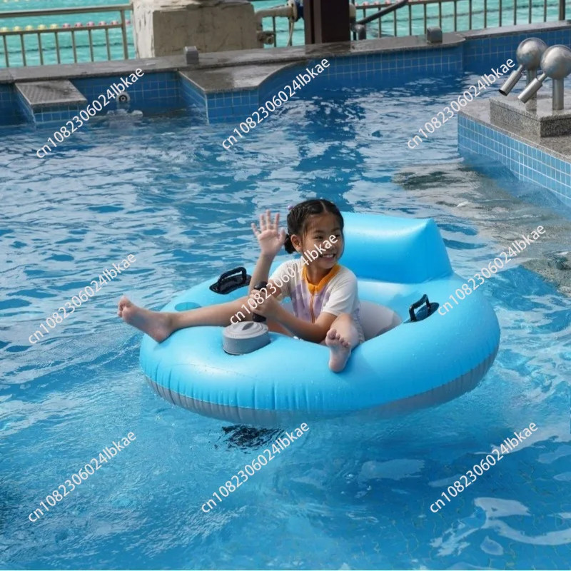 Inflatable electric floating row built-in propeller motor swimming ring outdoor swimming pool water foldable backrest motor loun