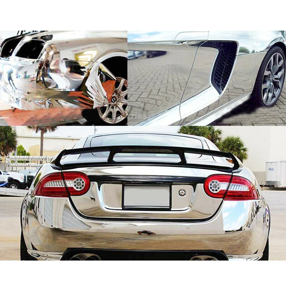 Argento cromato adesivo per auto specchio vinile avvolgere pellicola decalcomania impermeabile colore lucido auto moto pellicole adesivi 30*152cm