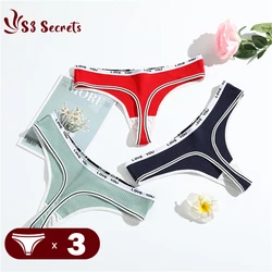 3PCS/Set Thong G-string Sexy Low-Rise Women Cotton Panties Antibacterial Briefs Lingerie Underpant Sport Intimates трусы женские