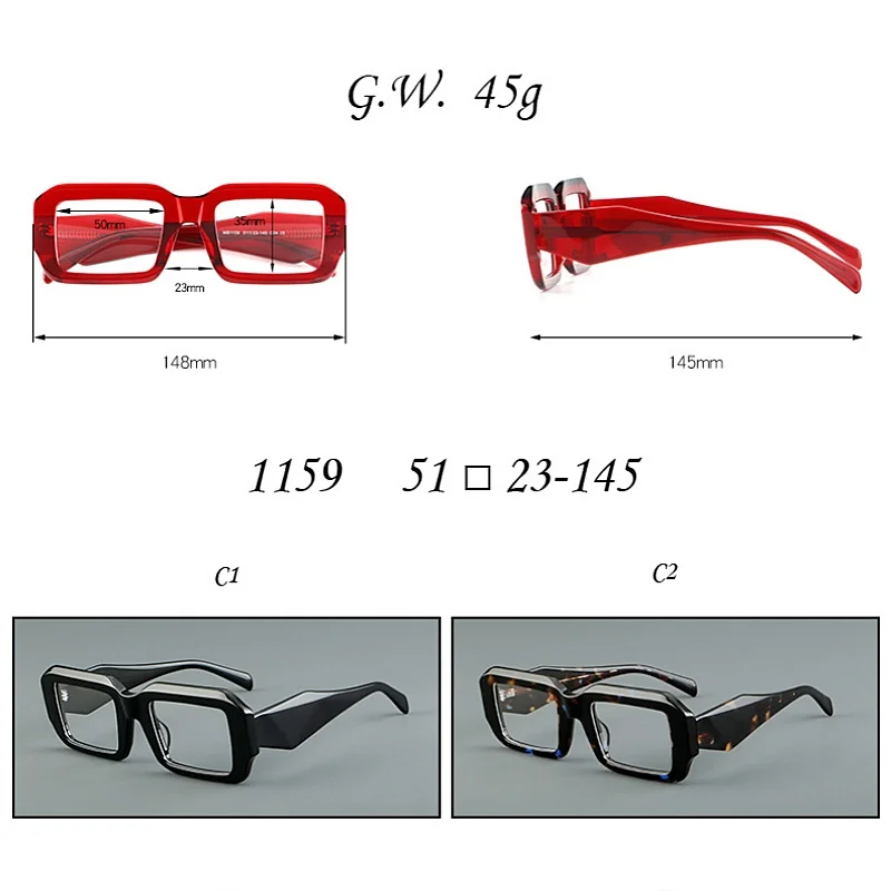 New Plate eyeglass Frame Retro Square Frame Men's And Women's Eyeglass Frame Fashion Optical Prescription Eyeglass Frame 1159