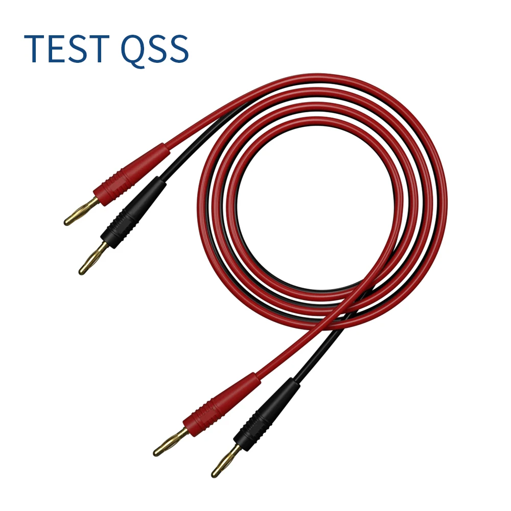 QSS 2MM Gold Plated Banana Plug Multimeter Test Lead Dual Banana Plug Wire Test Cable Lead for Electrical 100CM Red BlackQ.70002