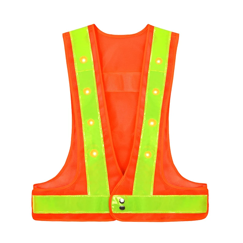 High vis Led safety vest Fluorescent yellow orange black gilet safety led vest reflective for running