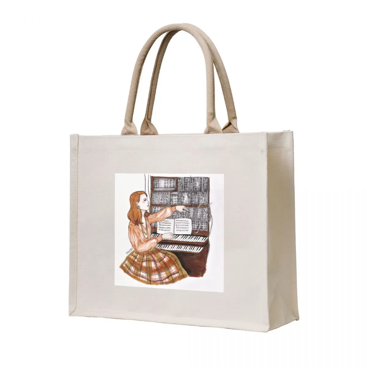 

Wendy Carlos with moog Tote Bag hand bags Custom bag tote bag university