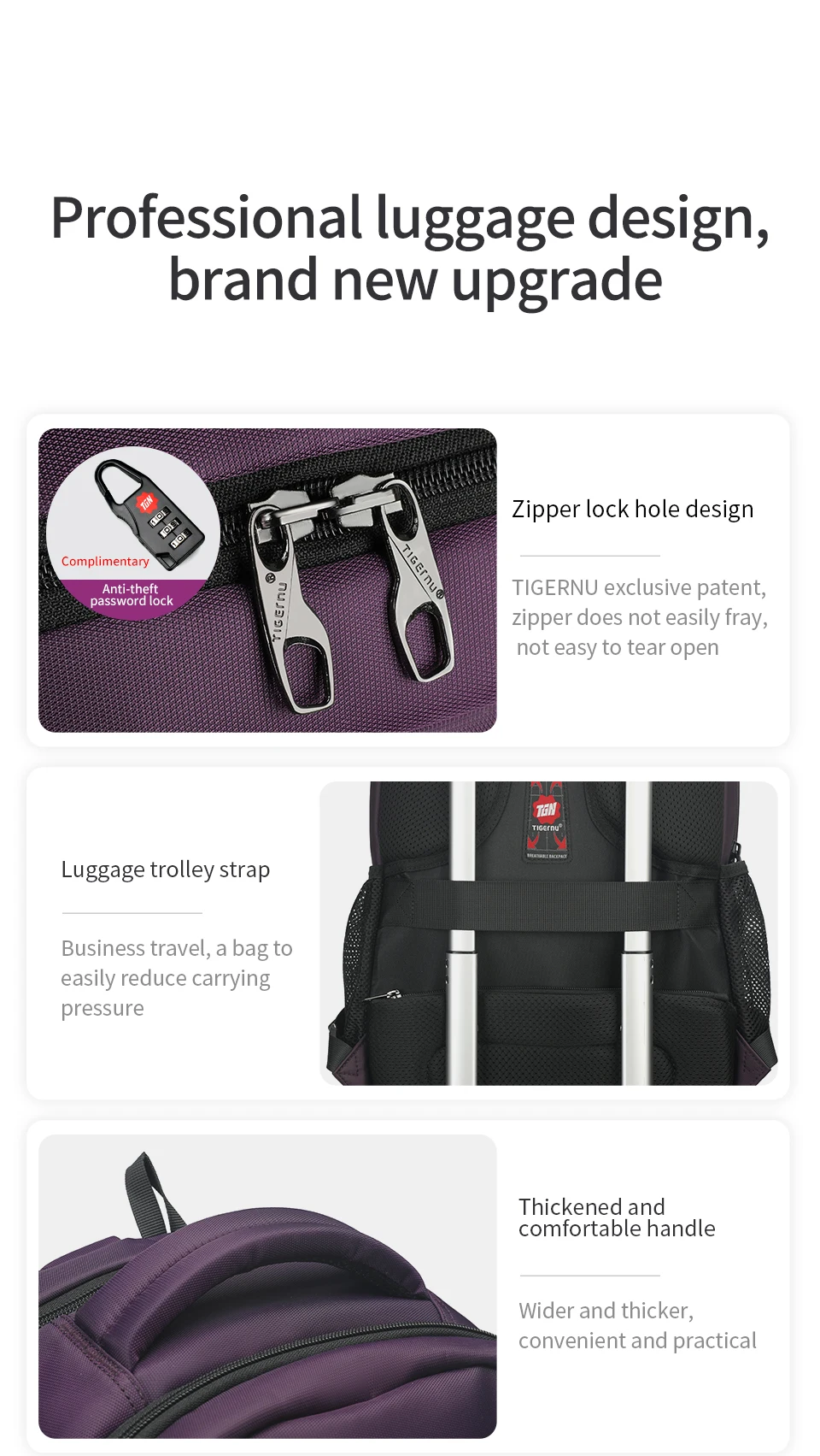 Tigernu Frauen Große Kapazität Casual Reise Rucksäcke Wasserdicht 15,6 "Laptop Rucksack Weibliche Schule Rucksack Mochilas – Detail 14