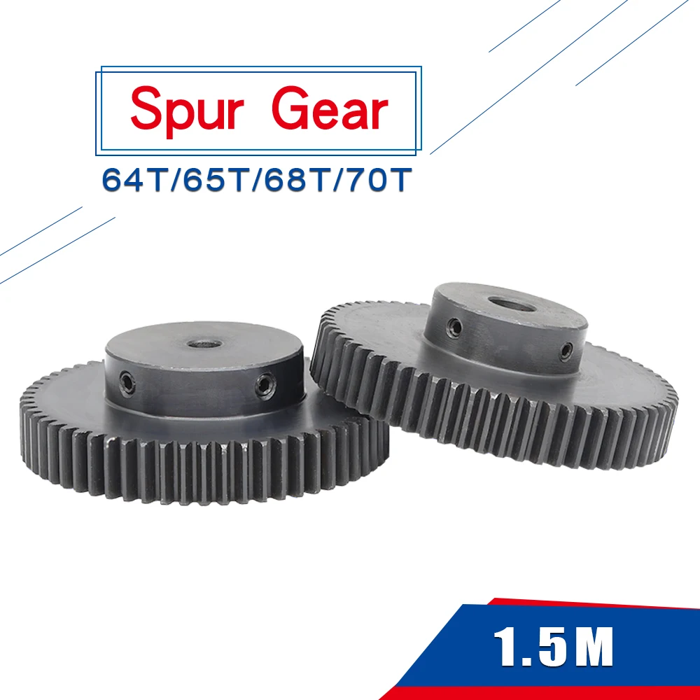 Metal Gear 1.5 M 64T 65T 68T 70T Inner Hole 10-40 mm  Carbon Steel Transmission Gear Teeth Height 15 mm Induction Hardening