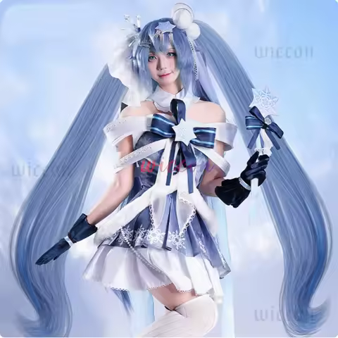 2025 New Snow M1ku Cosplay Costume Wig Anime Miikuu Winter Lolita Dress Hat Hairwear Halloween Party Outfits for Women Girls