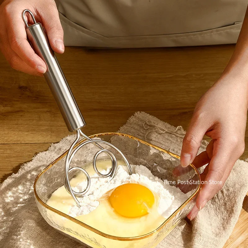 Stainless Steel Handle Kitchen Baking Tools Pastry Manual Mixer Egg Beater Self Turning Cream Utensils