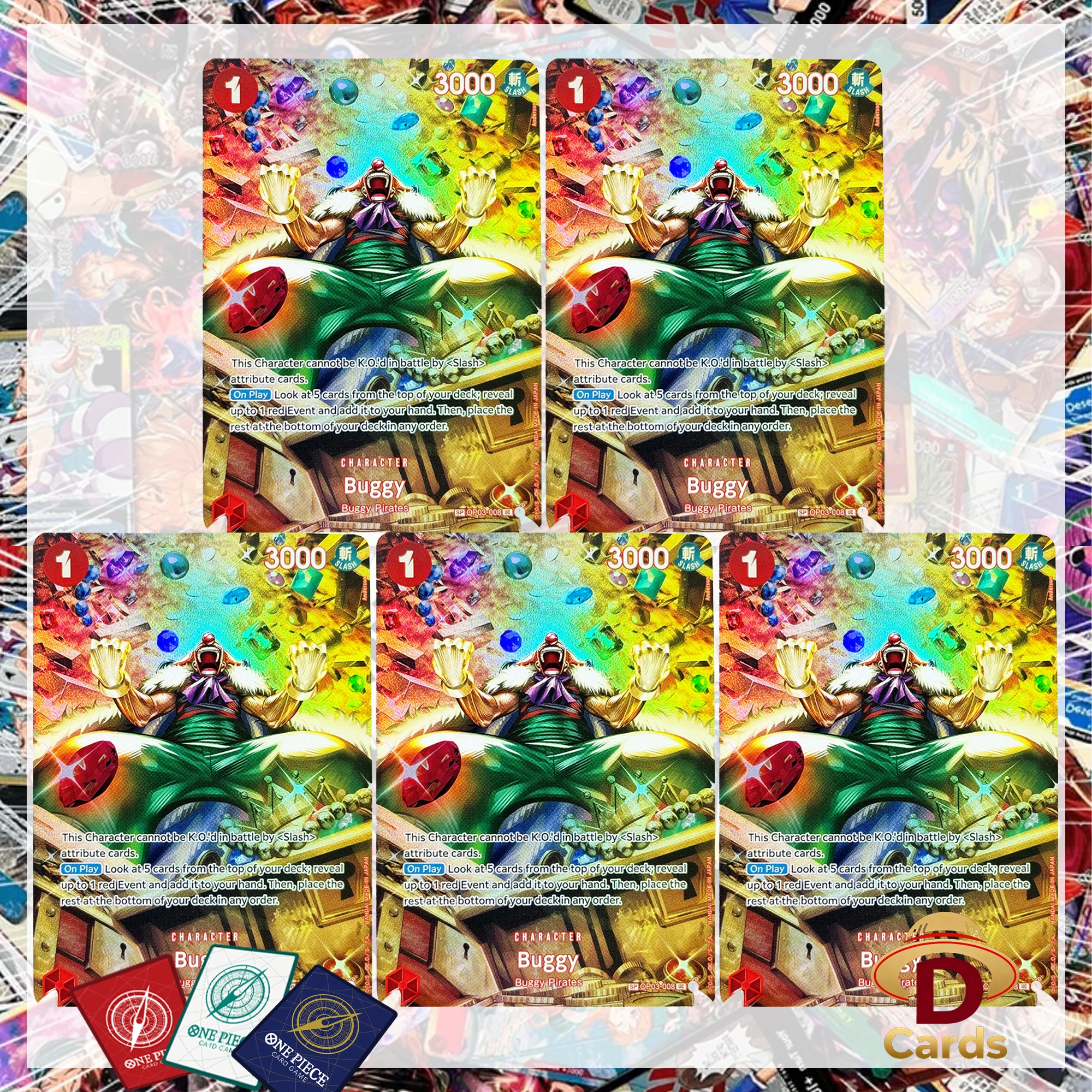 Buggy OP03-008 One Piece Card Buggy Pirates Special SP Seltene Karte Hobby-Sammelkarte Replika-Karten Hobby-Sammelkarte Replika-Karte