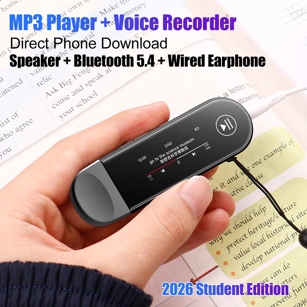 

Портативный MP3-плеер Famue Bluetooth 5.4 с USB-C, прямой загрузкой, долгим временем автономной работы, уникальным металлическим дизайном, для студентов и фитнеса, миниатюрный и компактный SQ