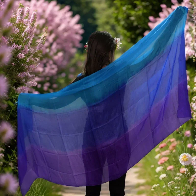 Женская Фата для танца живота, шелковая фата из натурального шелка, 100%