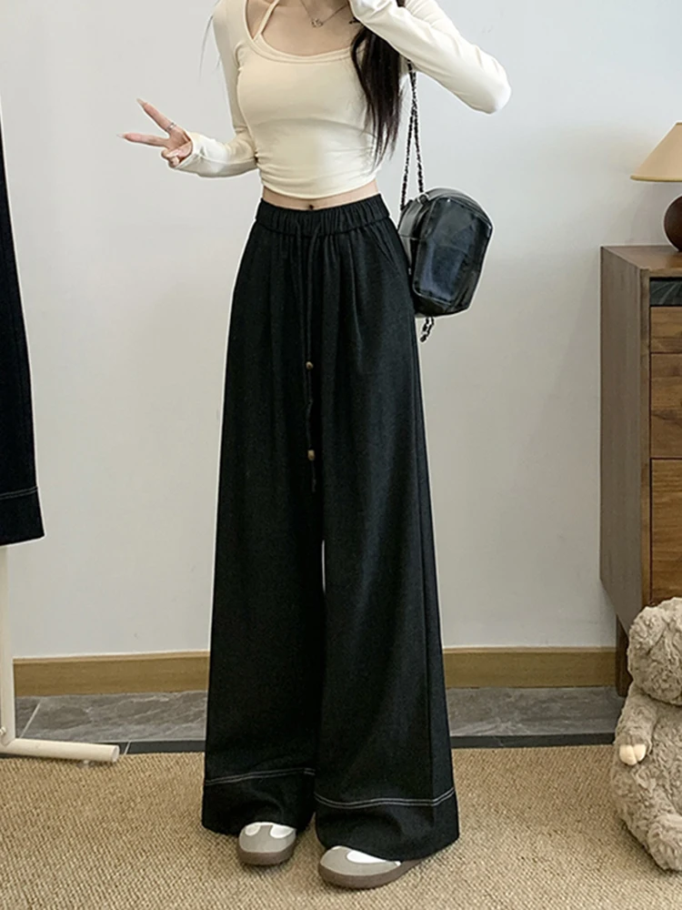 Pantaloni a Vita Alta e Gamba Larga Snellenti da Donna, Taglio Dritto Casual, Tinta Unita, Alla Moda, Autunno 2025, Nuovi, Versatili e Confortevoli...