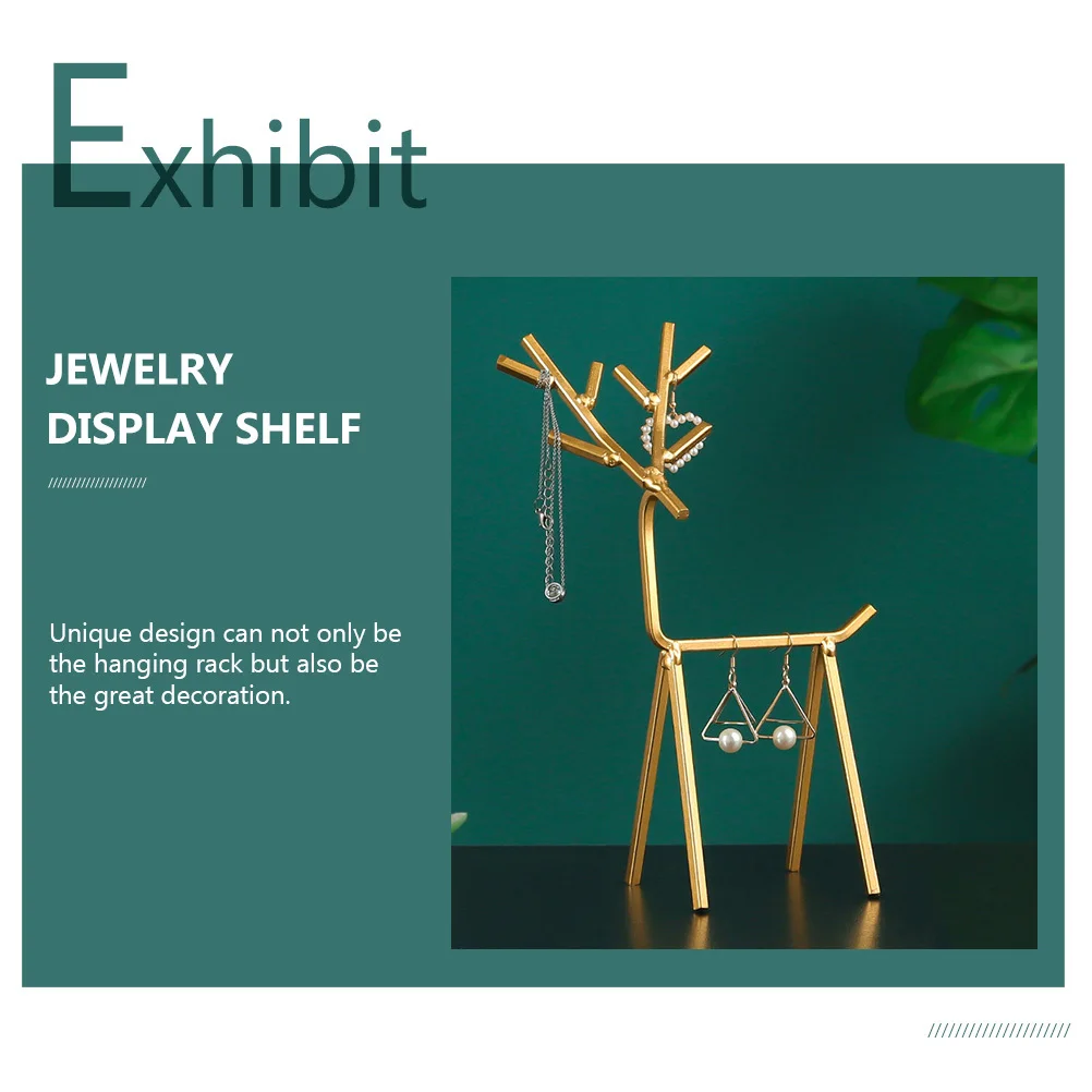 

1 шт., подставка для ювелирных изделий, железная стойка в форме оленя, настольный держатель для ювелирных изделий, ожерелье, кольцо, серьги, органайзер, стеллаж для демонстрации колец