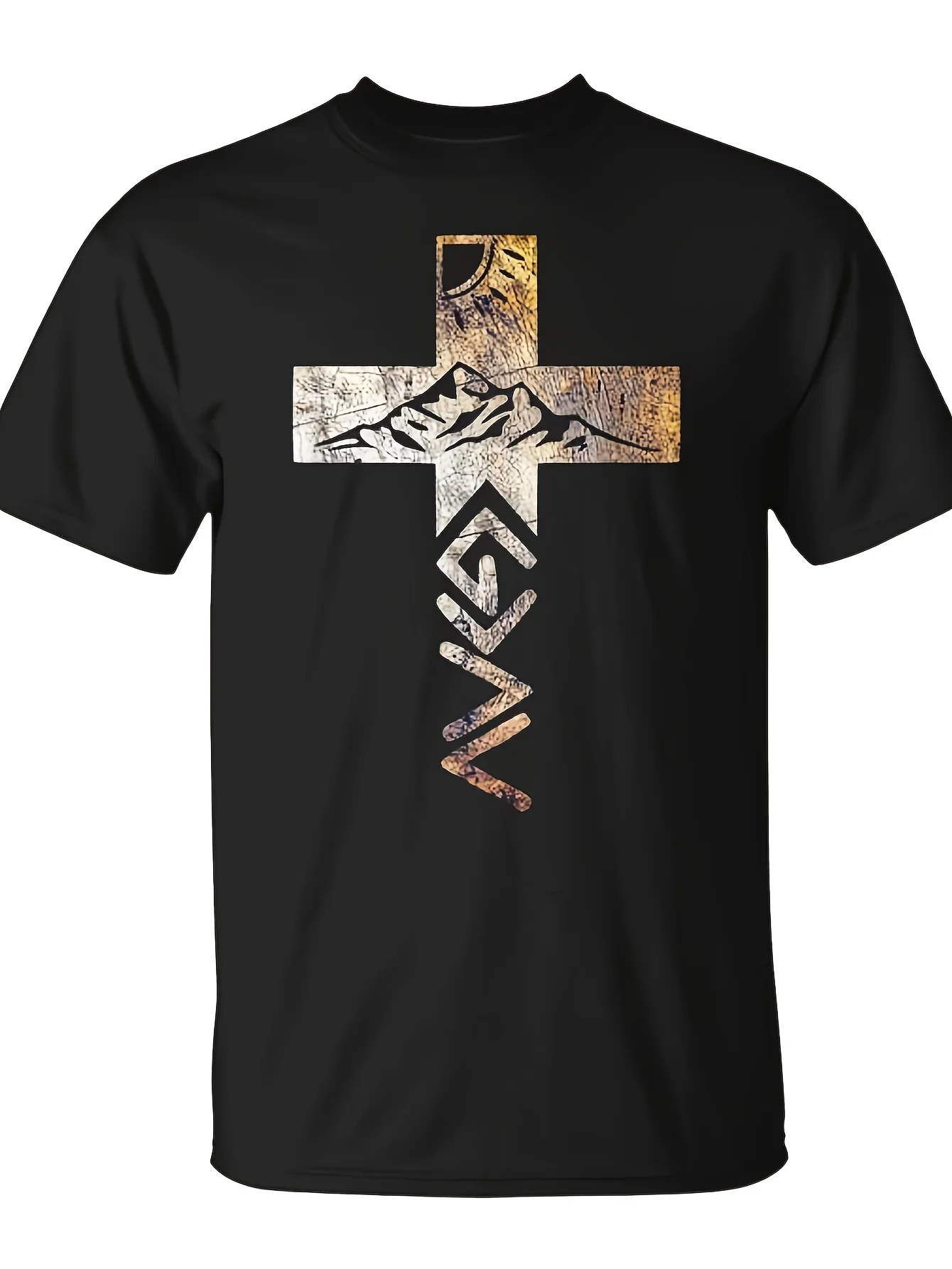 God Greater Than The Highs And Lows Cross For Christians T-Shirt - Monsterry | Same Style For Men And Women, 2026 Summer Short-Sleeved Printed T-Shirt, 180G, Vintage Crew Neck, Slight Stretch Fabric, Regular Fit