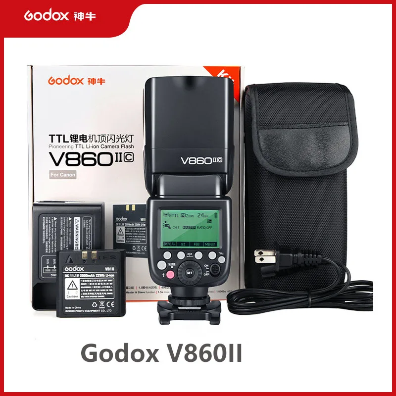 Godox V860II Flash de cámara E-TTL 1/8000S HSS GN60 Flash Speedlite incorporado 2,4G sistema X inalámbrico batería de iones de litio para cámara SLR
