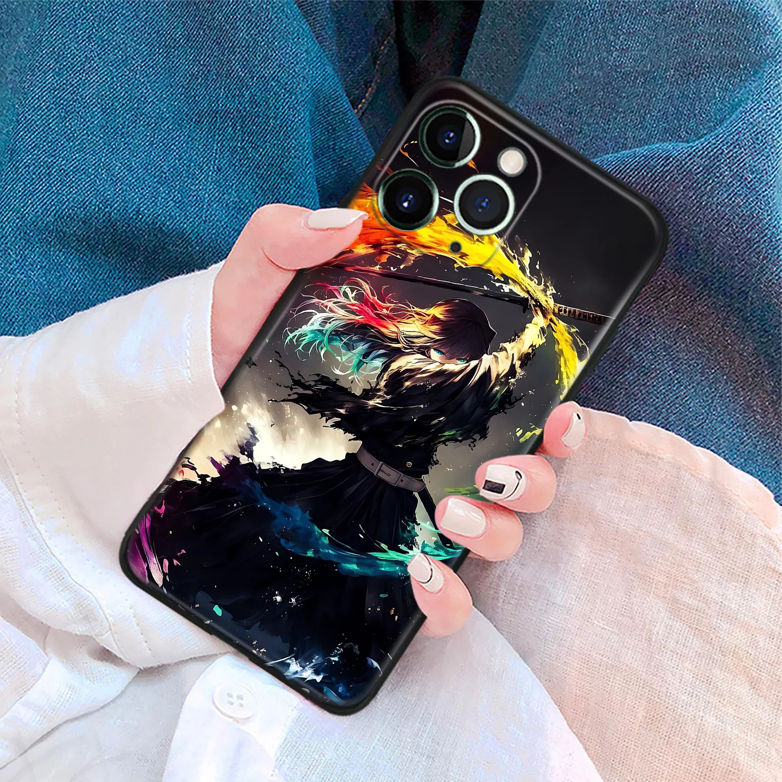 Muichiro Tokito Shockproof TPU Glass Manga Phone Protective Case for iPhone Xr Xs 12 13 Mini 11 14 15 16 Pro Max 7 8 15 16 Plus