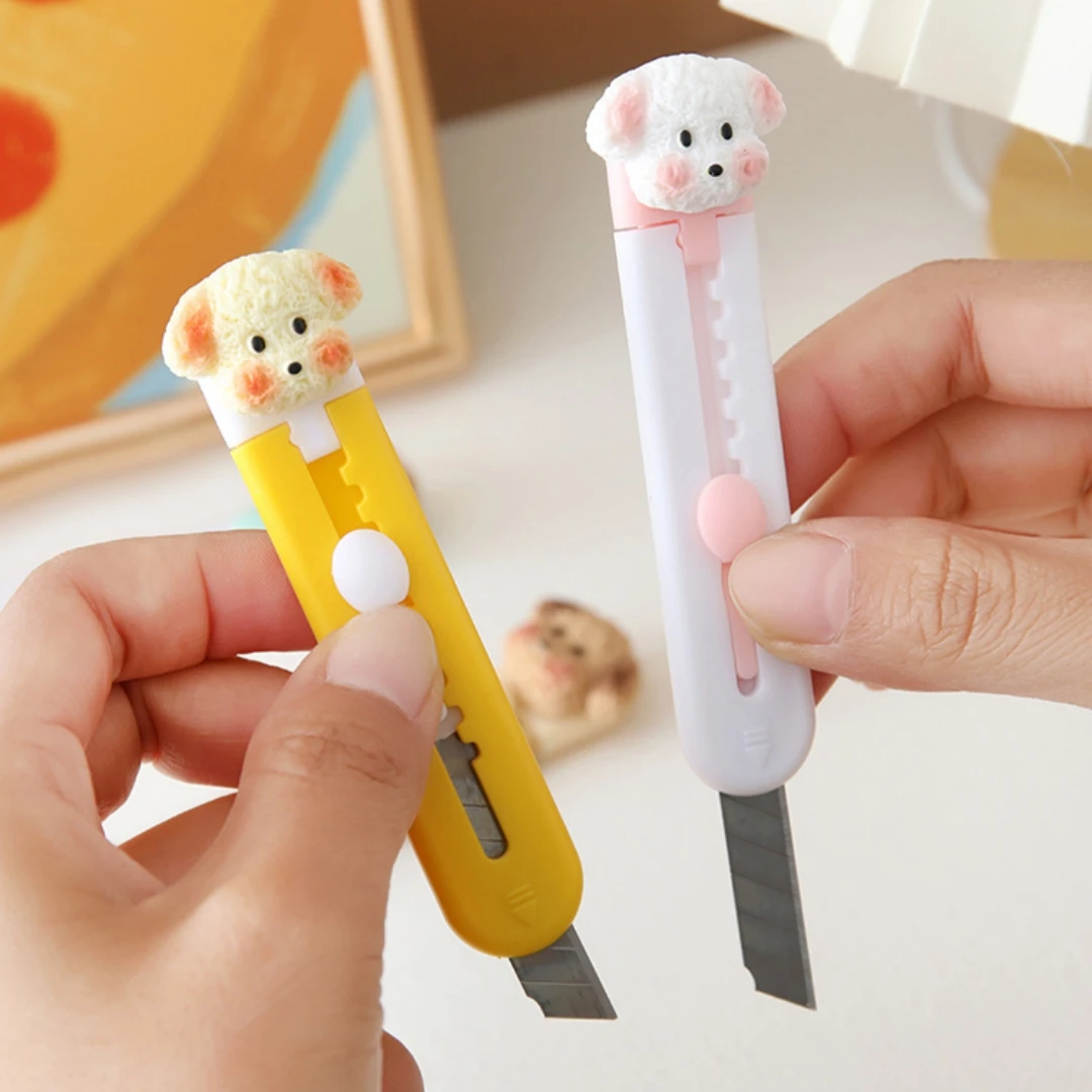 Mini Portable Knife Mini Cartoon Box Cutter Small Paper Cutter Cartoon Cute Dog Utility Knife For Student Use School Art Craft