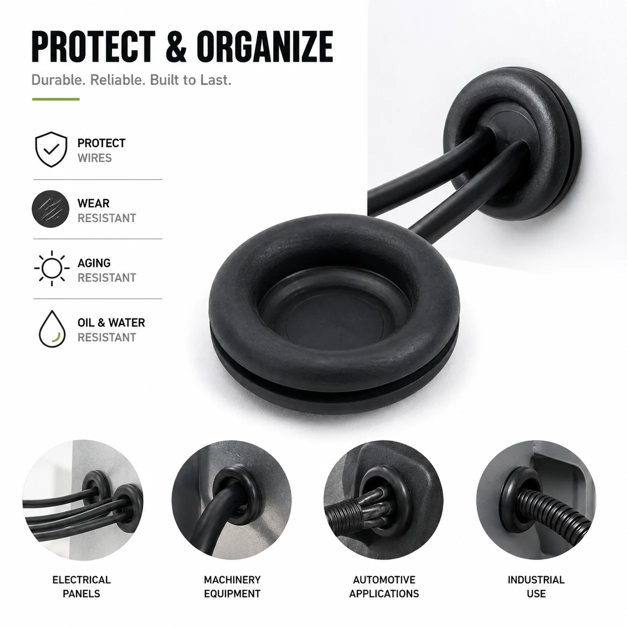 Flame Retardant Black 200 Piece Rubber Combination Kit Sealing Ring, Wear-resistant Gasket for New Energy Wire Harness