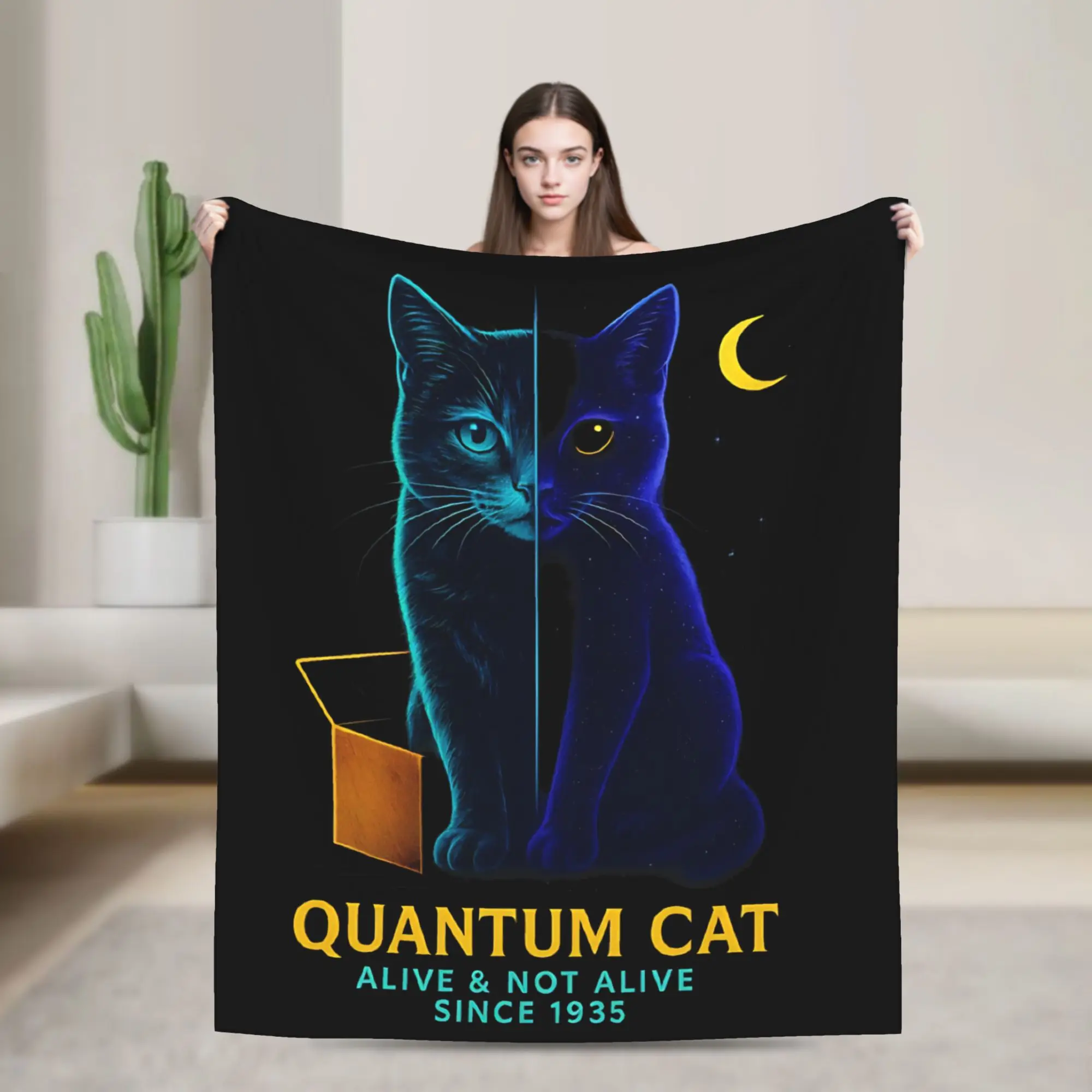 Alive & Not Alive Since 1935   Blanket Quantum Mechanics Cat Fuzzy Funny Soft Throw Blanket for Chair Covering Sofa  Winter