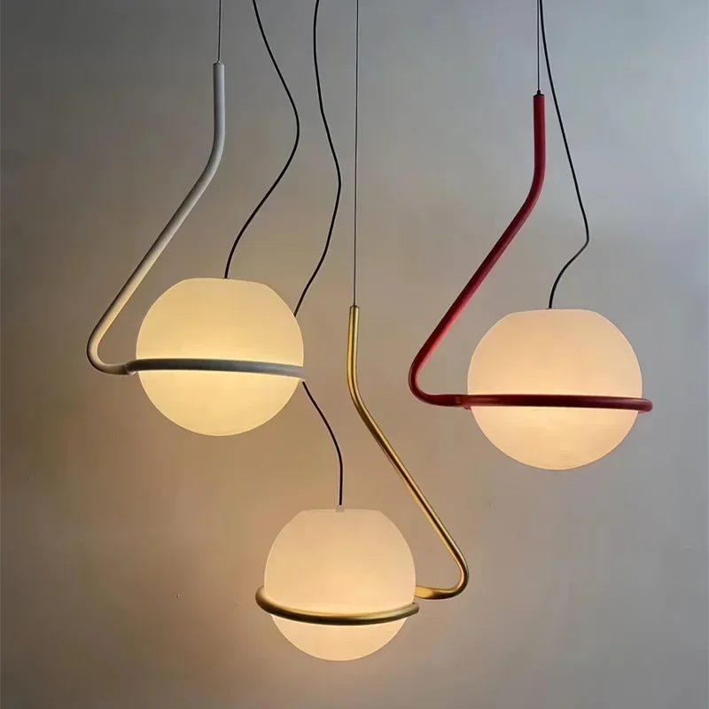 

SANDYHA современный креативный белый стеклянный шар подвесной светильник люстра для спальни гостиной обеденный стол светодиодный светильник уникальный дизайн