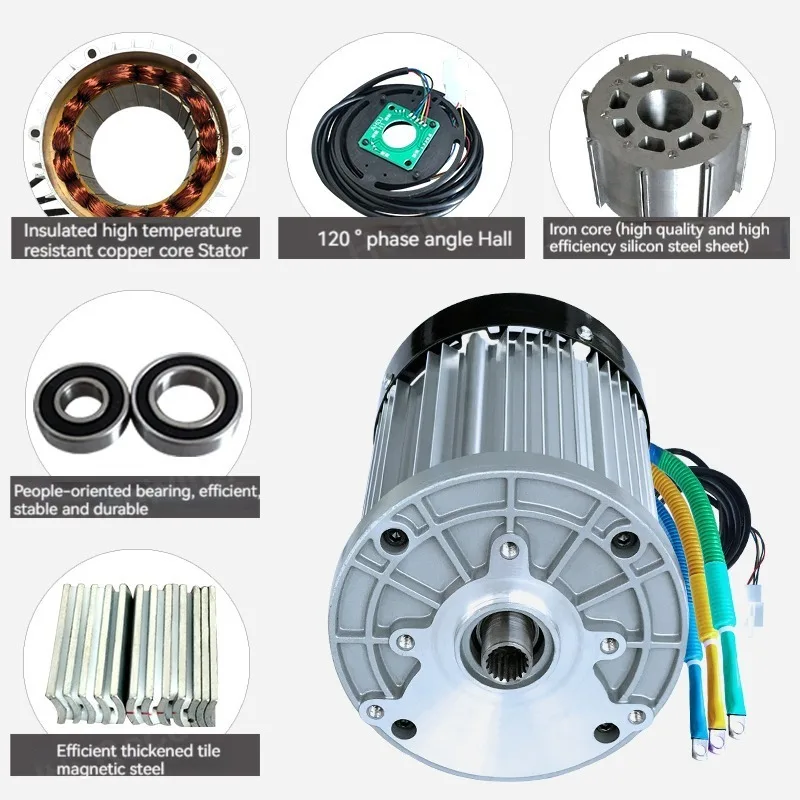 Electric tricycle high-power modification brushless assembly 60V 72V 1200W 1500W 3000W motor