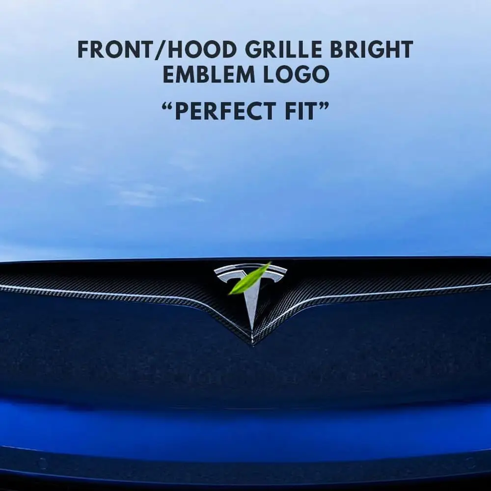 Front Hood/Grille Bright Emblem Logo Compatible with Tesla Model X - Chrome Pattern 1 Piece