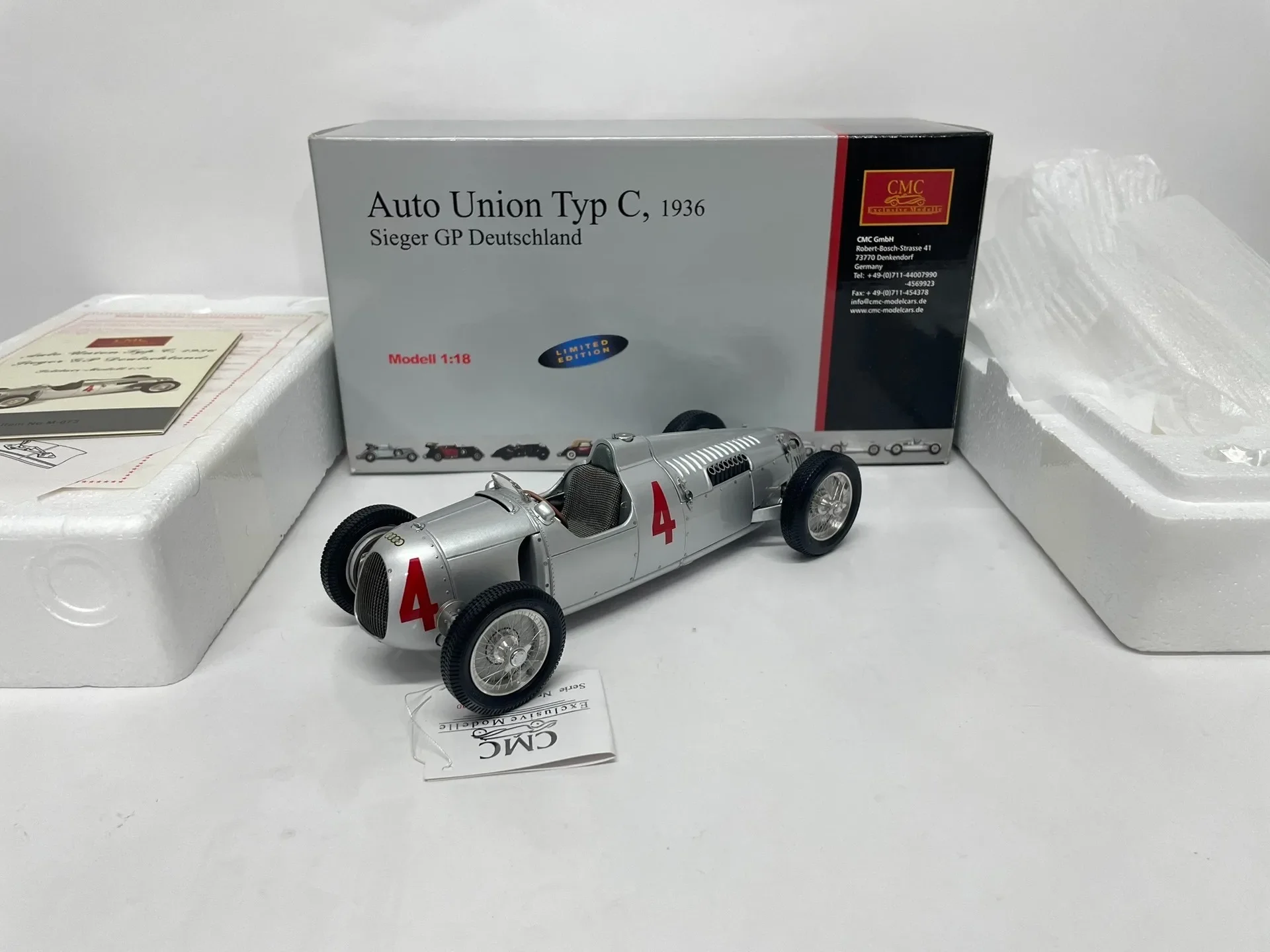 

CMC 1:18 Union Typ C 1936 #4 Simulation Limited Edition All Open Alloy Metal Static Car Model Toy Gift