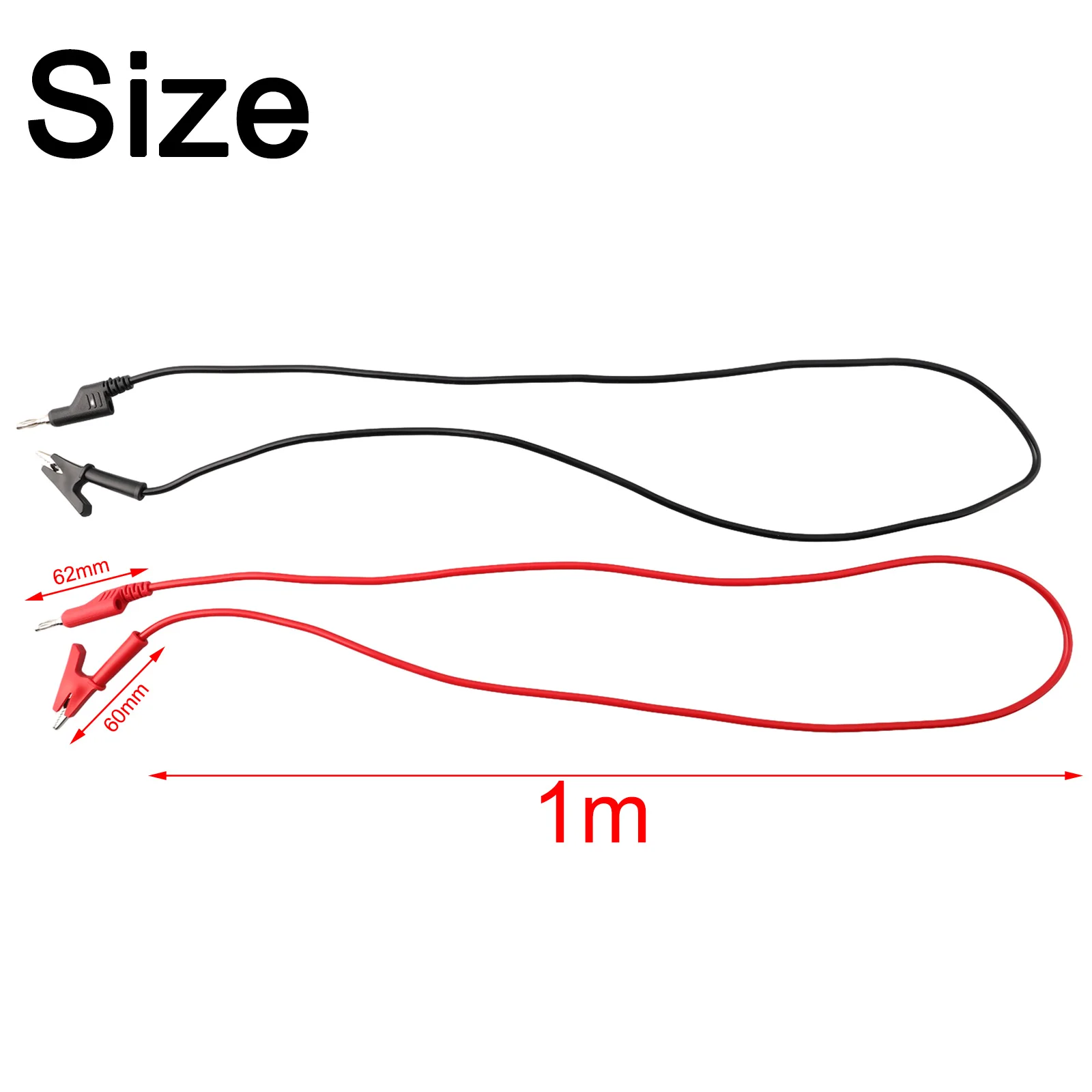 2PCS 1M Test Cables with 4mm Banana and Crocodile For Alligator Clip for Electrical Maintenance and Component Testing