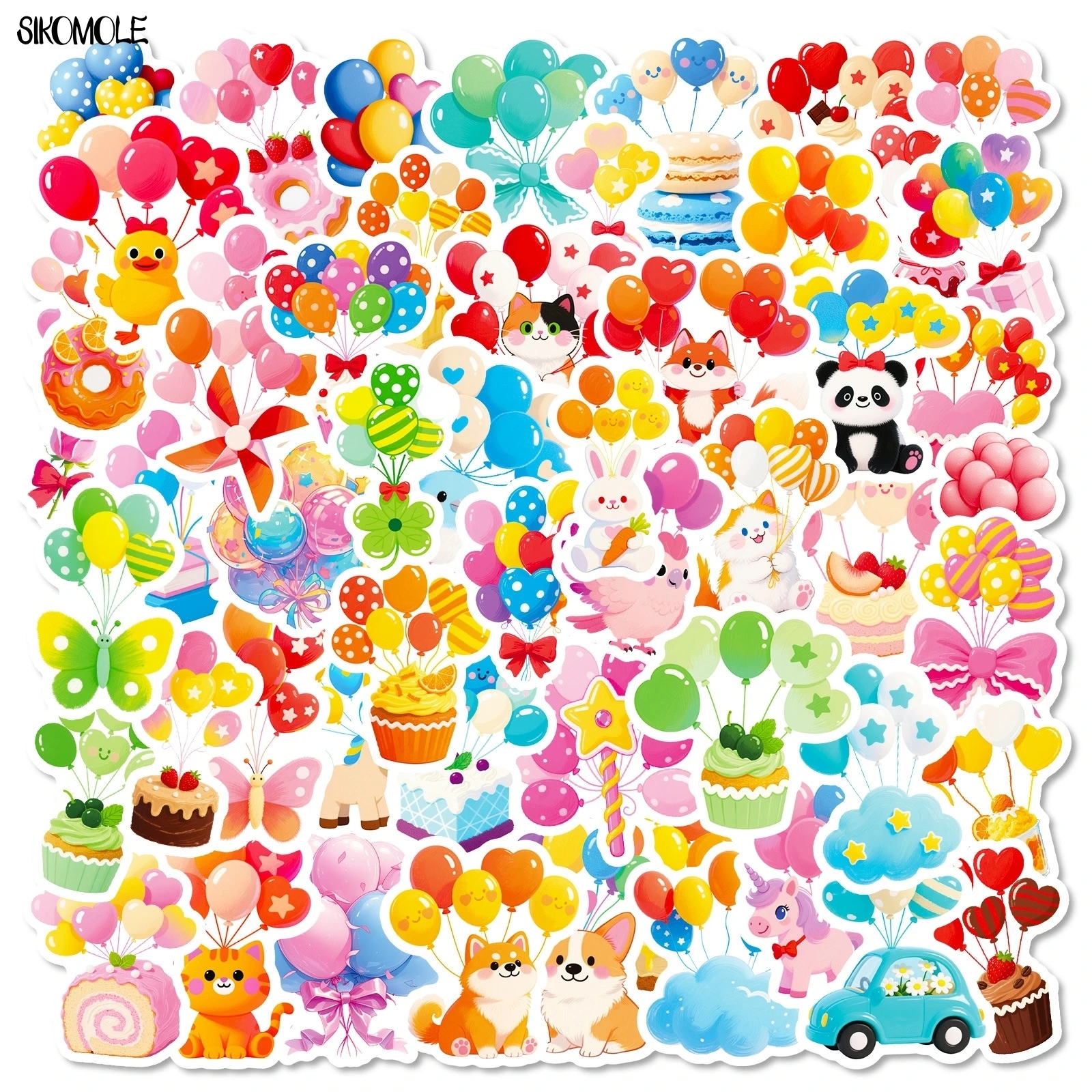 10/56PCS Cartoon Colorful Balloons Graffiti Stickers Aesthetic DIY Scrapbook Laptop Stationary Suitcase Decal Sticker Kids Toy