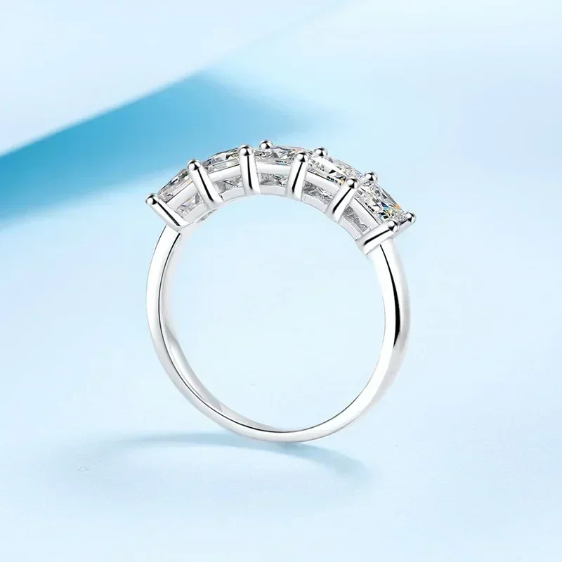 

New Style PT950 Platinum Wedding Women Jewelry VVS1 D Color Diamond 5pcs Moissanite in All 2Carat Sparkling Rings for Princess