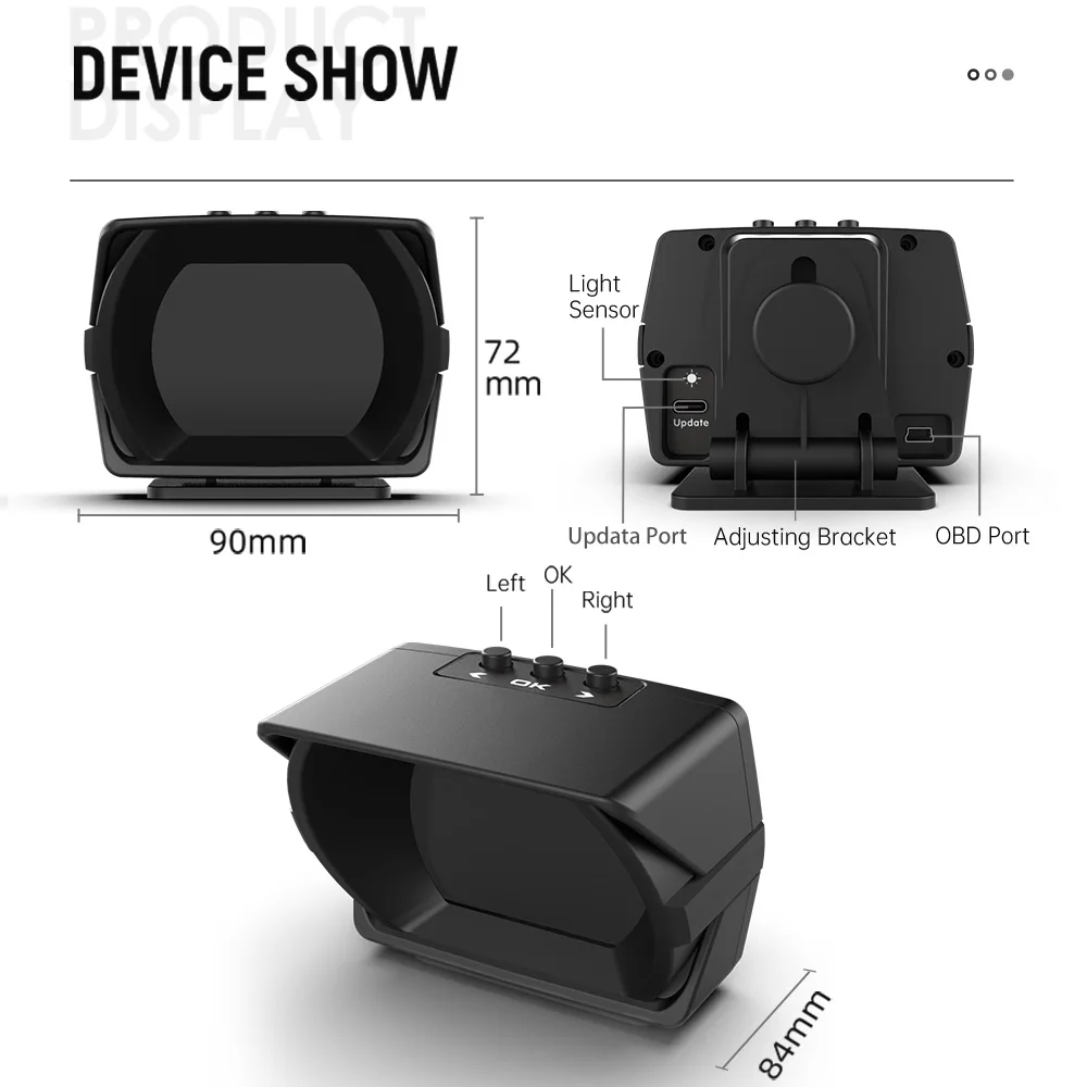 2023 Updated New V63S OBD2 HUD Gauge Car Head Up Display Multi-Function Dashboard Coolant / Oil Temp. Fuel Consumption Oil Level