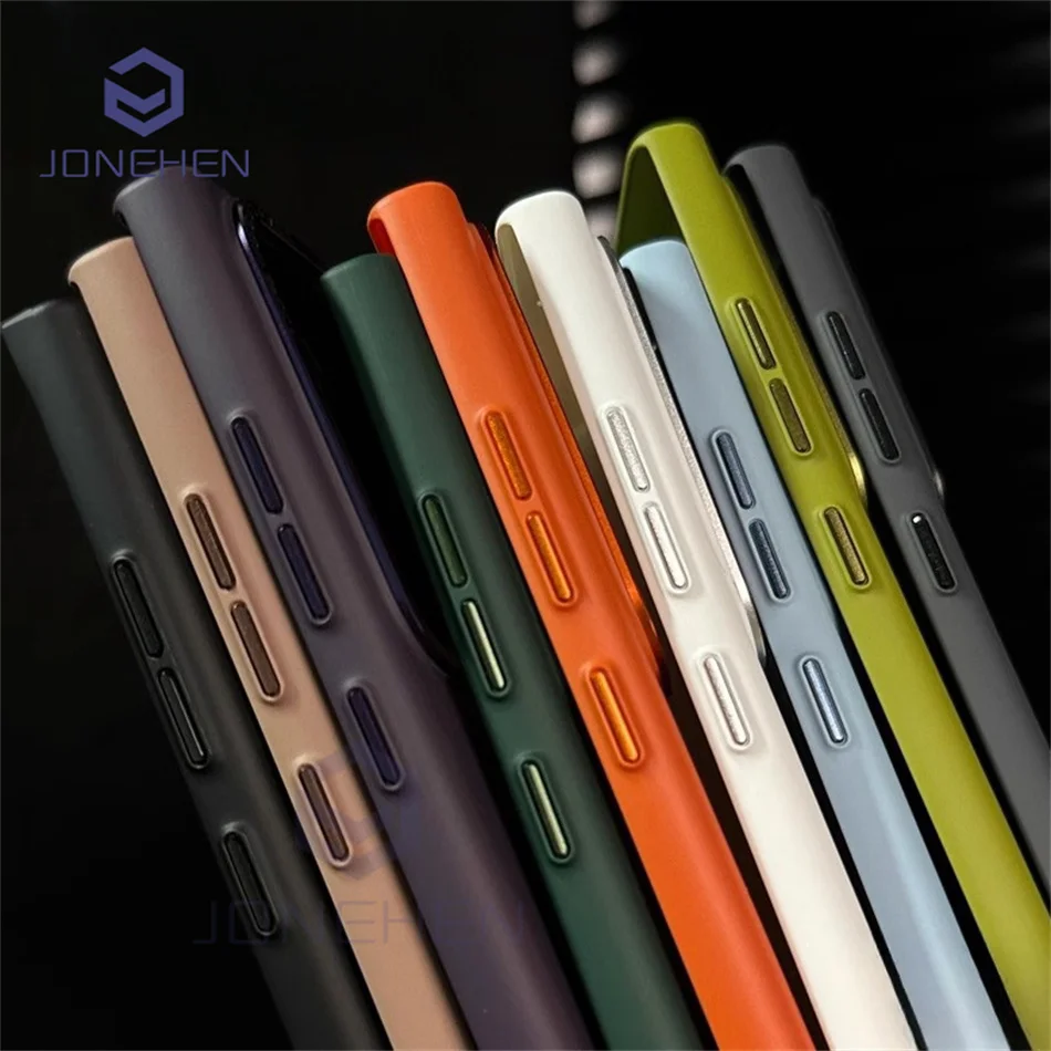 עבור samsung גלקסיה s24 s23 s22 אולטרה s24 + מקרה מוצק צבע משי קשה PC מט עור כפתורי מתכת סגסוגת מסגרת Len