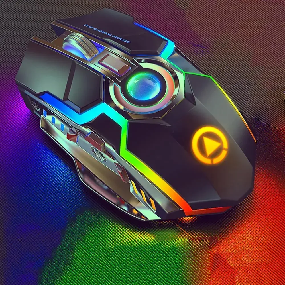 Wireless Gaming Mouse Rechargeable Computer Mouse Silent Ergonomic 7 Keys RGB Backlit For PC Computer Game Dota 2 Fortnite