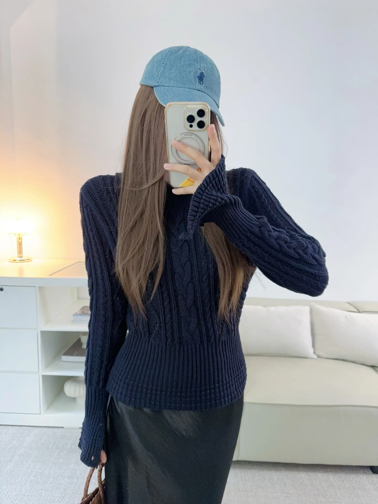 

RIZZMA Women's Slim Fit Casual Knitwear Short Top with Waist-Cinching Tuck Neck Design Cotton Long Sleeve Crew Neck Sweater