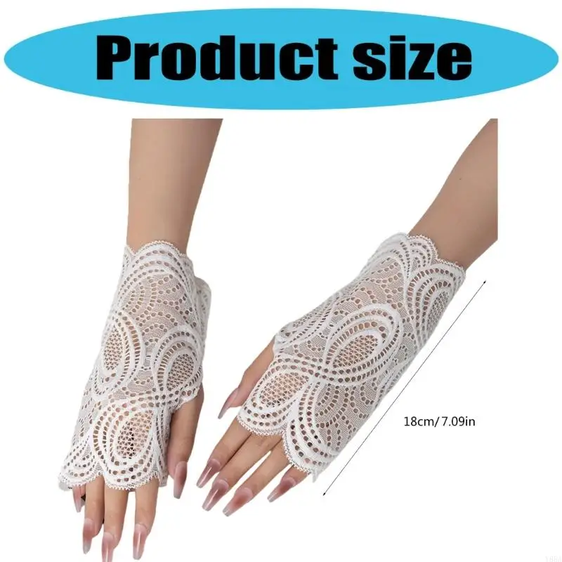 Y88A Lace Armband Hand Covers Comfortable Wrist Length Decorative Cuff Sleeves For Female Office Party and Leisure Outfits