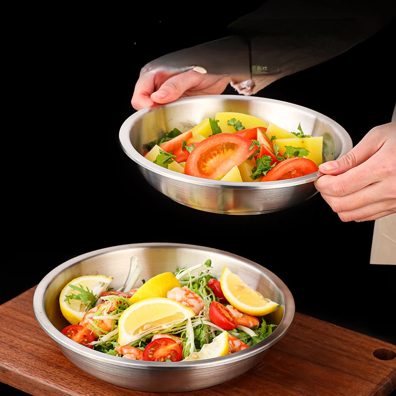 

304 stainlesssteel dishes, round household dishes, dessert dishes, fruit dishes, thickened barbecue dishes, jiaozi dishes, discs