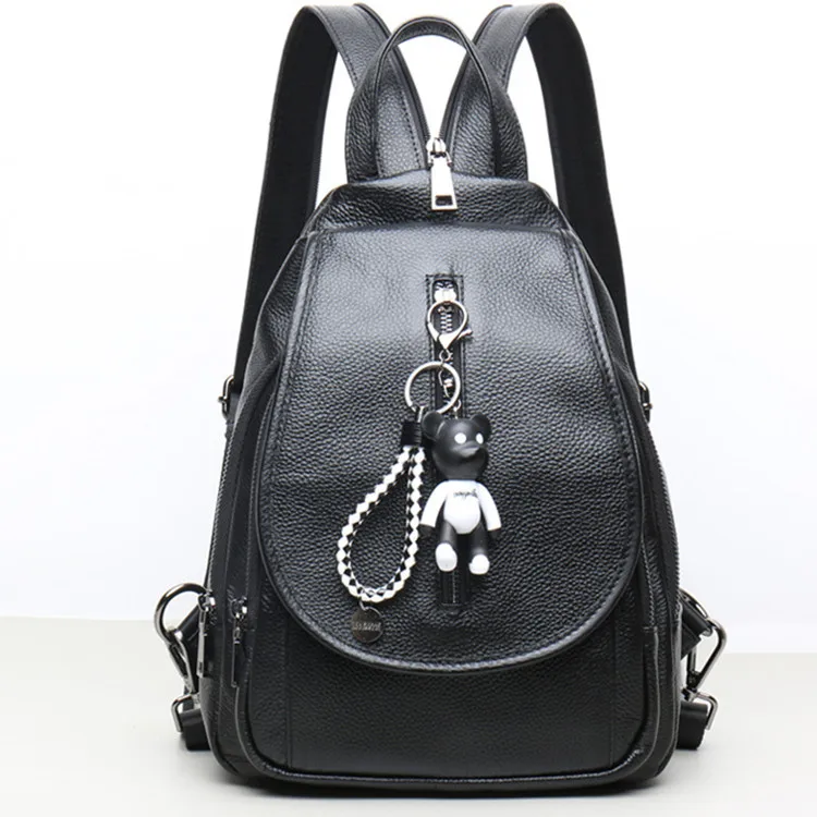 Portable Soft Leather Fashion Contracted  Large Capacity Classic Multi-Function Luxury  Personality Women's Backpack