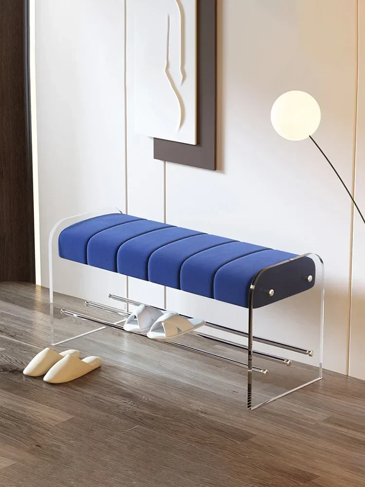 Nordic Furniture Acrylic Bench Stool Home Doorstep Transparent Shoe Changing Stools Bedroom Cloakroom Minimalist Makeup Chair