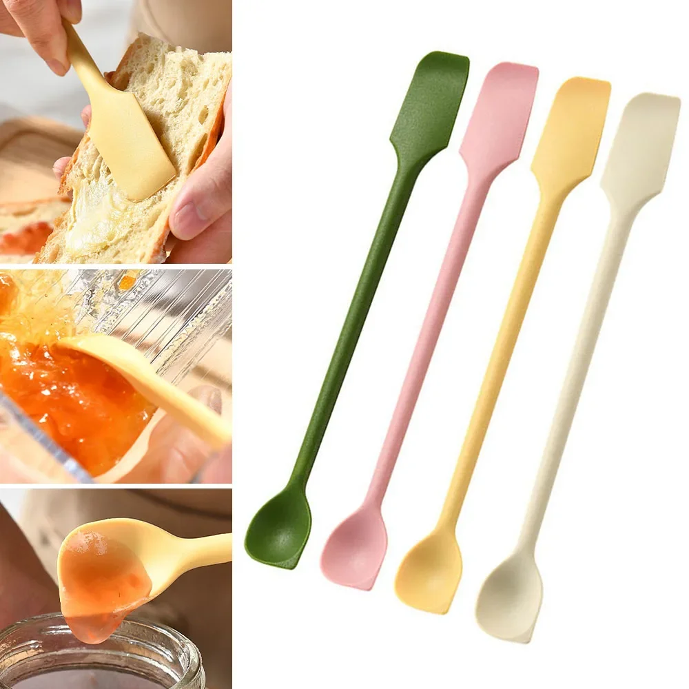 Mini Silicone Scraper Double End Two In One Spatula Jam Bottle Cosmetic Bottle Scraper Spoon Set for Jam Seasoning