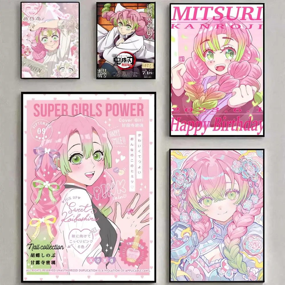 Póster de Anime Mitsuri Kanroji D-Demon Slayer, imágenes para habitación, hogar, dormitorio, decoración de pared Interior, pintura en lienzo, póster artístico Mural