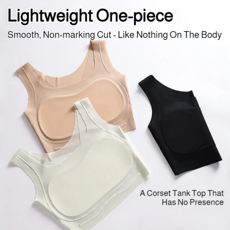 

Invisible Foundation Ultra Thin Underwear Large Breasts Show Small Women's Breathable Seamless Corset Bra No Buckle