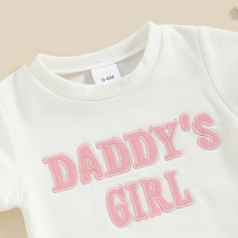 

Carolilly 2Pcs Baby Girl Spring Summer Outfits Clothing Sets Daddy s Girl Fuzzy Letter Embroidery Short Sleeve Tops Shorts Set