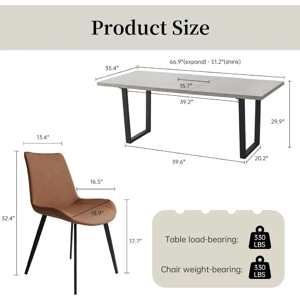 Modern Mid-Century Dining Table Set for 6-8 People Kitchen Dining Room Table Set Extendable table, Home Kitchen Furniture