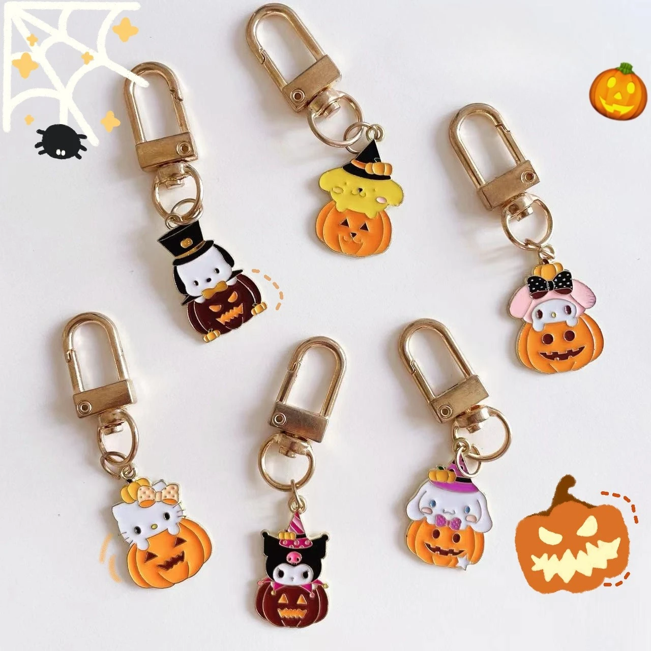 

Miniso ins Sanrio Хэллоуин брелок мультфильм милая серия Куроми кулон забавная сумка в виде тыквы подвесные украшения