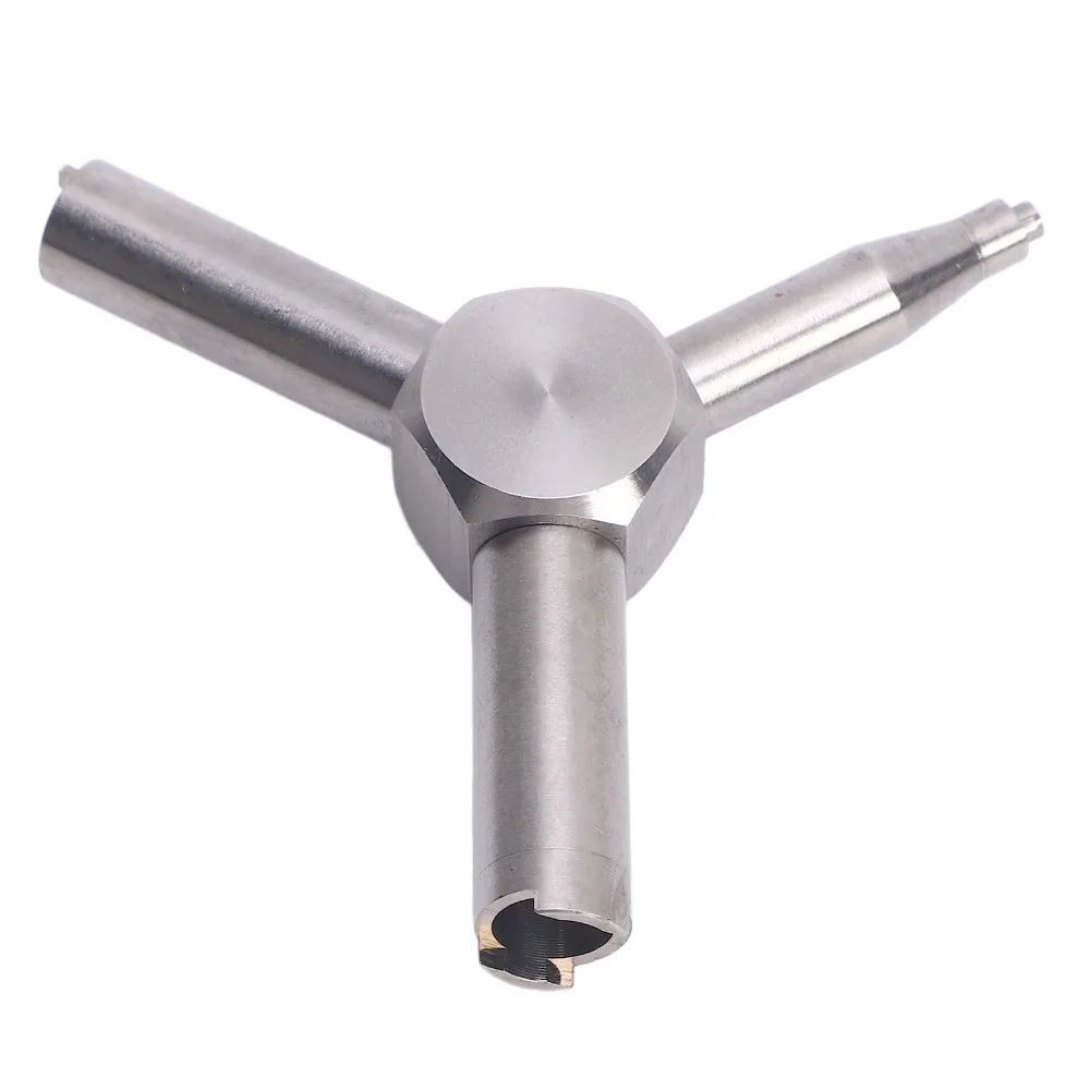 1pcs Portable Stainless Steel Gas Valve Key Multifunctional 3 in 1 Triangle Wrench Valve Disassembly Tool For Charging Valves