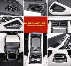 Car Styling Steering Wheel Air Vent Outlet Gear Shift Frame Window Control Panel Carbon Fibre Interior For BYD Yuan UP 2024 +