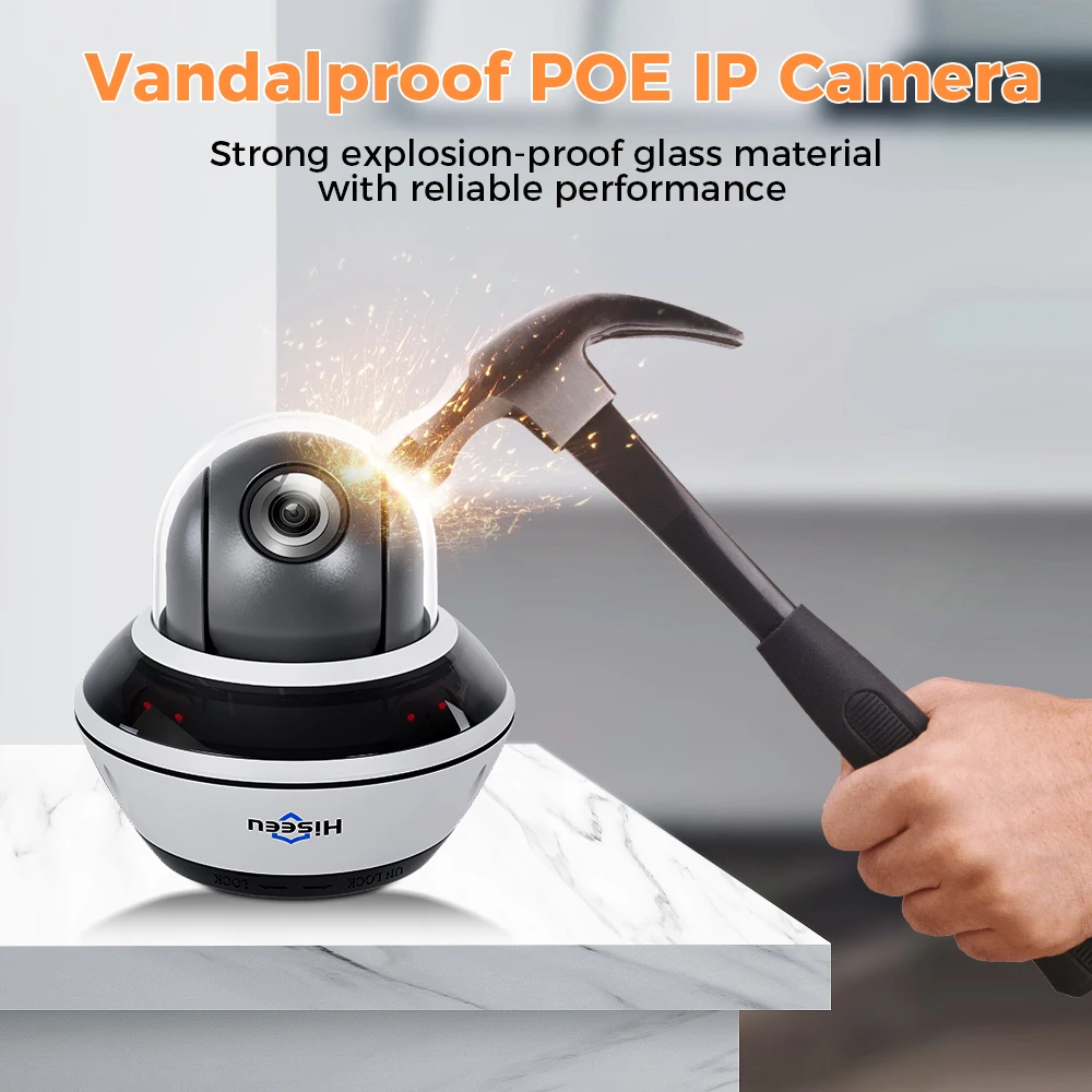 Imagem -02 - Câmera ip Hiseeu-ptz Dome Poe Zoom Óptico 4x Vandalproof Áudio ao ar Livre P2p Segurança Cctv Câmeras de Vigilância Onvif H.265 6mp