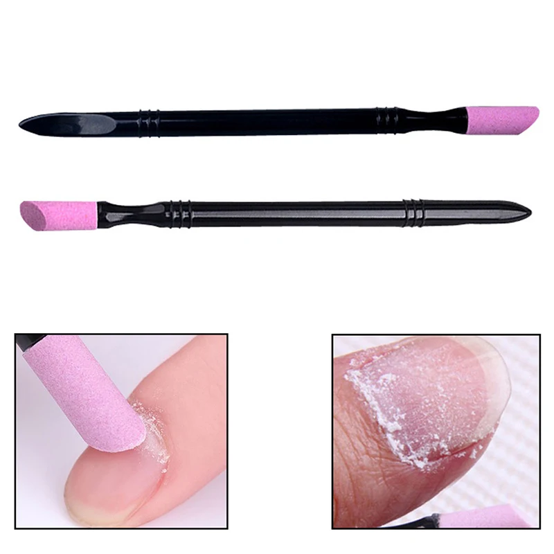 1PC Double-head Quartz Exfoliator Nail Cuticle Remover Dead Skin Pusher Trimmer