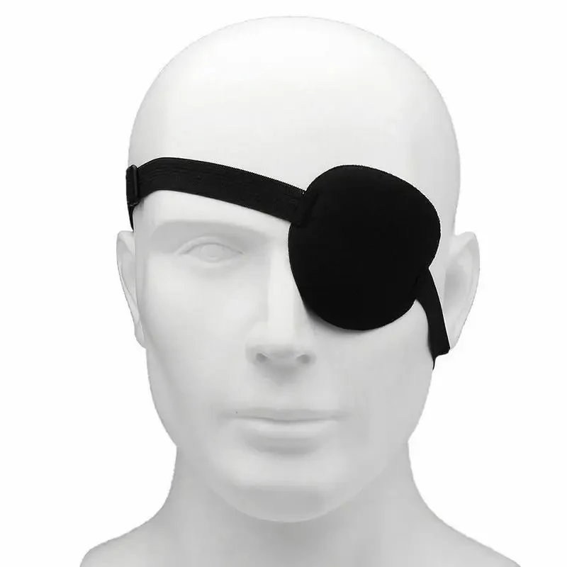 Pirata olho remendo unisex preto único olho remendo eyepatch um olho lavável ajustável côncavo olho remendo criança pirata cosplay traje