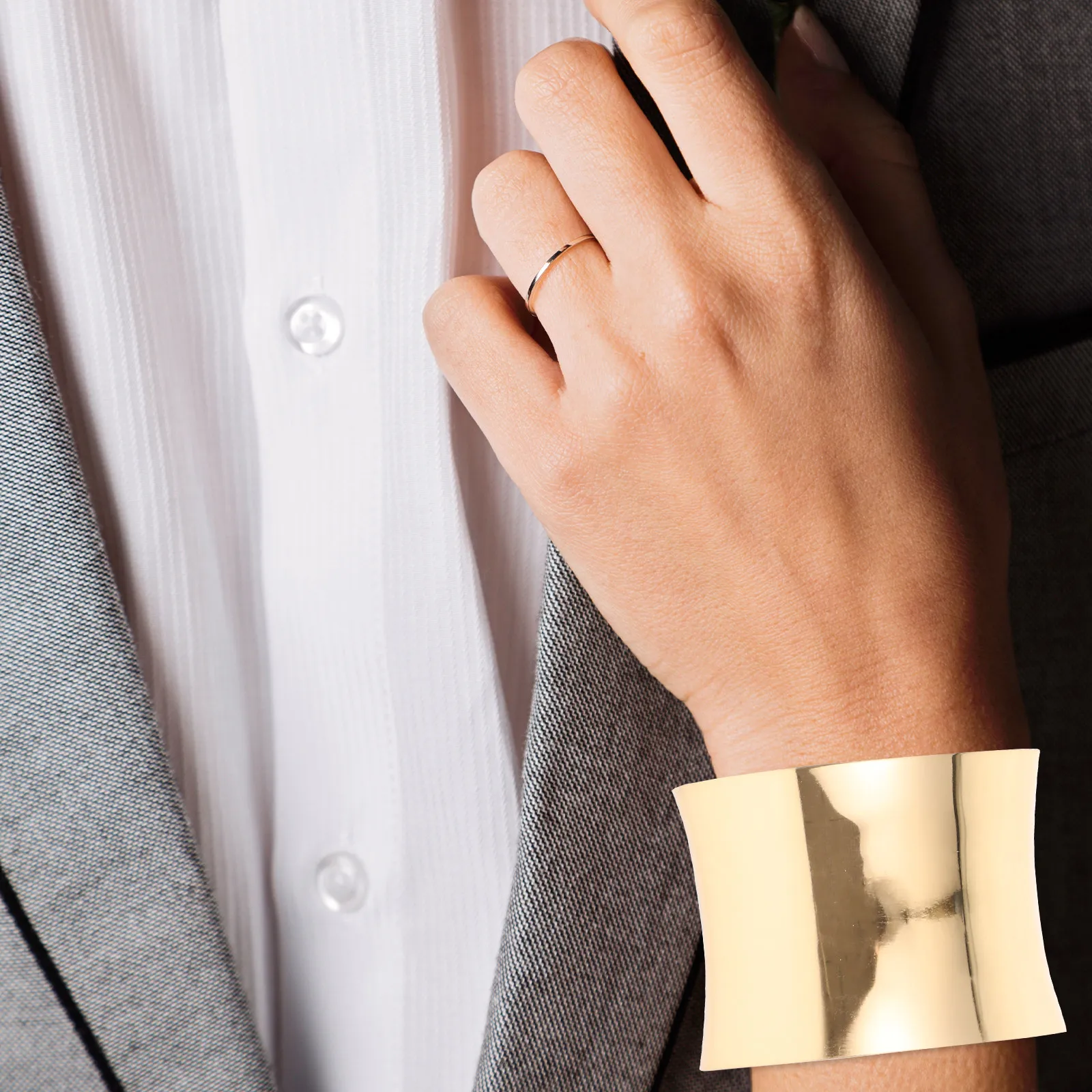 

2 шт. регулируемых широких браслетов-манжет для женщин, с геометрическим дугообразным дизайном, металлический браслет-манжет, элегантное украшение для запястья