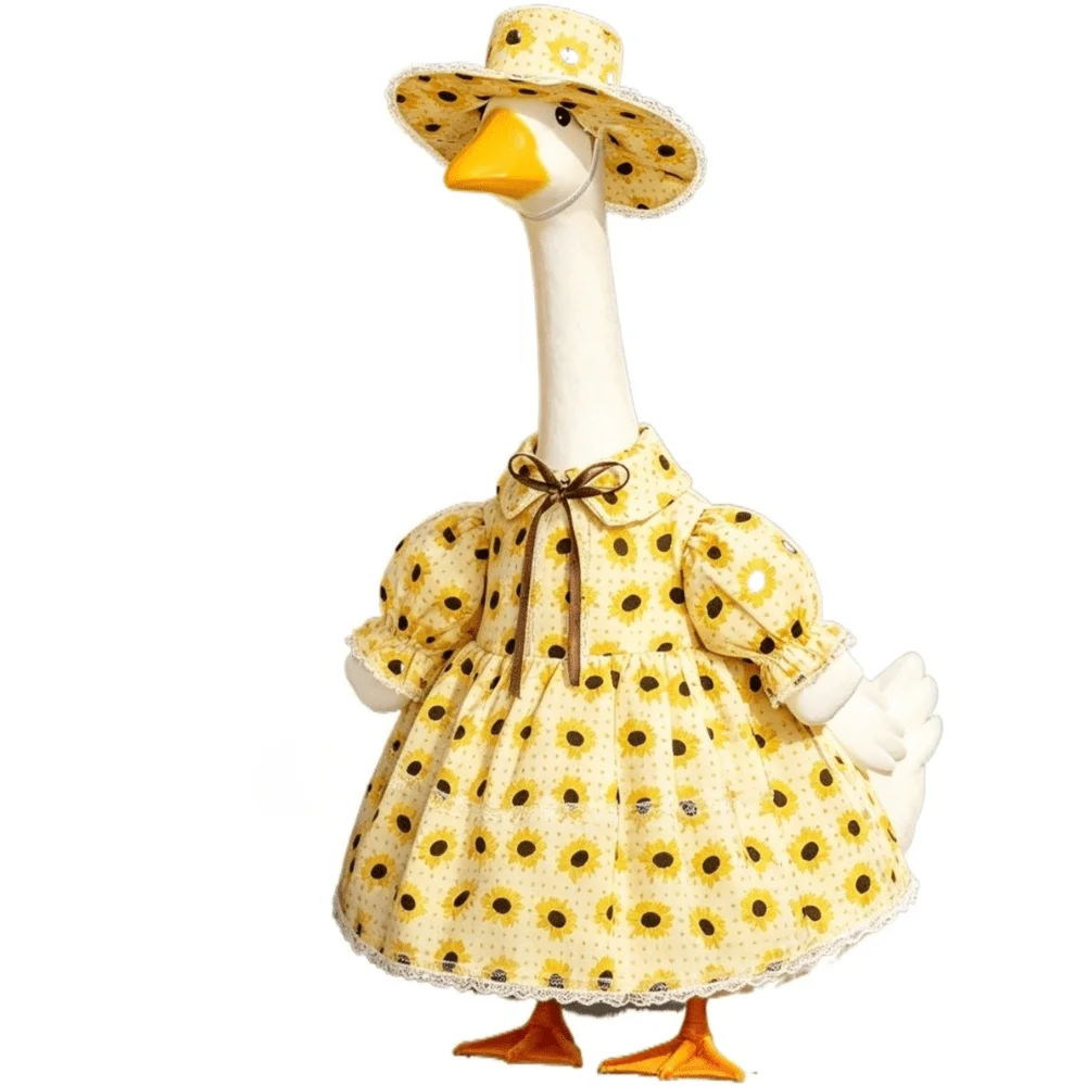 Sunflower Print Goose Dress Outfit with Matching Hat for 23